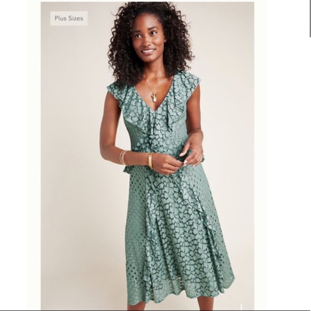 Anthropologie Antoinette Ruffled Midi Dress